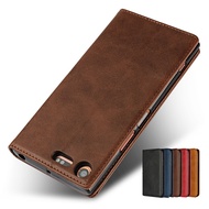 Leather case For Sony Xperia XZ1 XZ Premium XZ2 Flip case card holder Holster Magnetic attraction Co