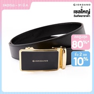 GIORDANO Men Belts Printed Brand Logo Auto Buckle Cowhide Belts Durable Fashionable Casual Cow Split
