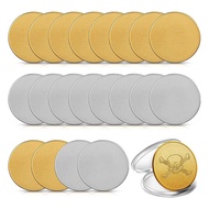 20 Pieces Blank Coin Threaded Edged 40 mm with Acrylic Protection Box Laser Engravable Pattern (Gold