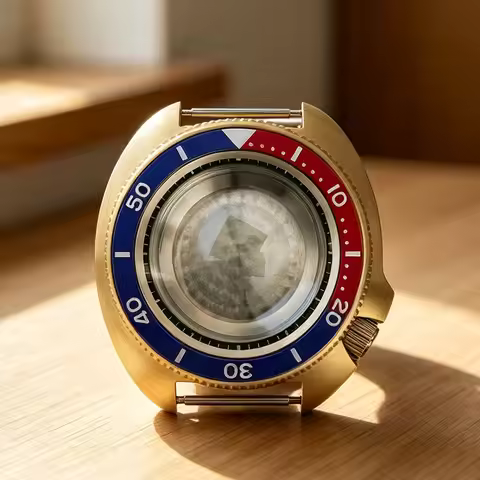 44MM Luxury Gold Watch Case Dive SKX 6105 Waterproof Sapphire Glass For Turtle Seiko NH35 NH36 NH34/