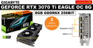 VGA (การ์ดแสดงผล) GALAX GEFORCE RTX 3070 Ti EAGLE OC 8G - 8GB GDDR6X 256BIT (GV-N307TEAGLE OC-8GD) ประกัน 3 ปี
