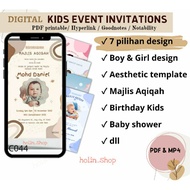 Service edit E-card pdf kids birthday | kids template invitation MP4 Majlis template Majlis aqiqah h