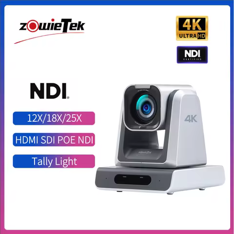 4K NDI|HX3 PTZ Camera PoE, 12X/18X/25X Optical Zoom, RTSP/RTMP(s)/SRT, Standalone IP Live Streaming 