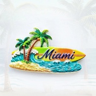 Miami Surfboard Fridge Magnet - Vibrant 3D Tropical Souvenir Unique Florida Beach Gift for Travel & 
