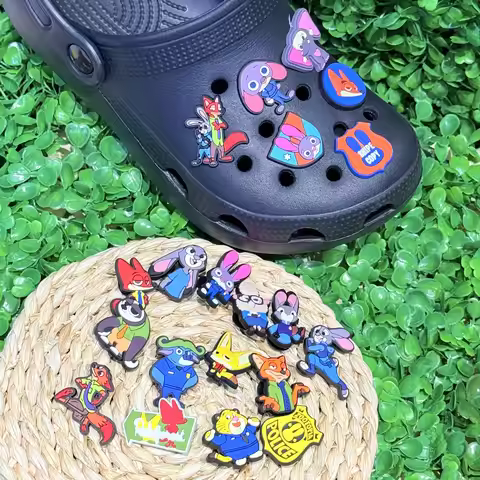 1-20Pcs Disney Animal Bogo Bunny Judy PVC Shoes Buckle Charms Zootopia Police Sandals Designer Decor
