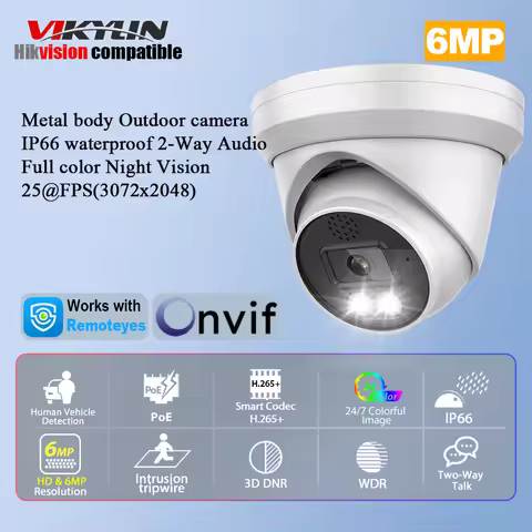 Hikvision Compatible Intrusion Detection 6/8MP Full Color IP Camera Outdoor Video Surveillance Two-W