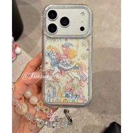 Casing Iphone 17 Pro Max Shockproof Hard Case Korean Dreamy Sparkling Horse Girl Fireworks Wristband