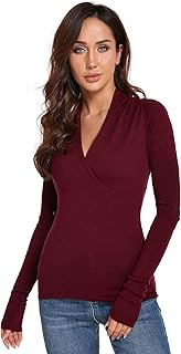 Women V Neck Empire Waist Long Sleeve Knit Top Sweater