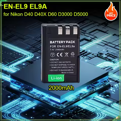 2400mAh EN EL9 EN EL9A EN-EL9 EL9A ENEL9 Batteries + LED Charger MH-23 for Nikon D40 D40X D60 D3000 