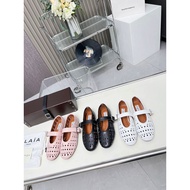 PREMIUM quality  Alaia cowhide Hollow Ballet Shoes Flat Mary Jane Shoes 0277