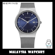 (100% Ori) BERING Men's 11938-003 Classic Polished Silver Sapphire Mesh Watch