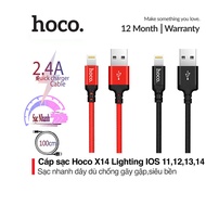 Cáp Sạc Nhanh Siêu Bền Hoco X14 3A Lightning Cho IPhone IPad dây dù dài 1m 2m chống đứt gãy - Chính
