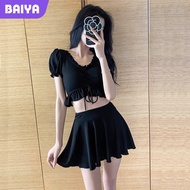 Swimsuit Female Split Two-Set Skirt Conservative Mori Series Small Breasts Gather Students Fake Swim