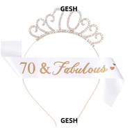 GESH 70th Birthday Sash Silver Women Decoration Crystal Crown