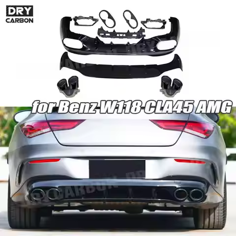 Rear Bumper Diffuser With Exhaust Tips For Benz W118 C118 CLA180 CLA200 CLA250 CLA35 CLA45 AMG 2020 