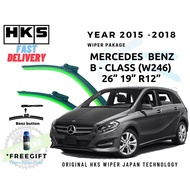Original Genuine HKS Silicone Wiper Japan Technology For Mercedes Benz B-Class W246 Facelift B200 Year 2015-2018