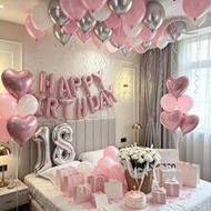 13/50/52pcs Women's Pink Birthday Decoration Set | Happy Birthday Banner + Heart-Shaped Foil Balloon