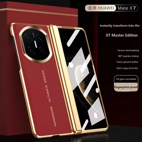 Luxury PU Leather Phone Case For Huawei MateX7 Mate X7 X6 X5 X3 XT XTs 5G Electroplated Frame Bracke