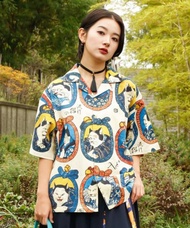 【熱門預購】復古日式優雅藝術感浮世繪休閒襯衫 7IA-5114
