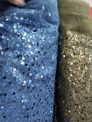 Kain bahan brokat tulle tille tile tule full payet tulle sequin squence sparkle.