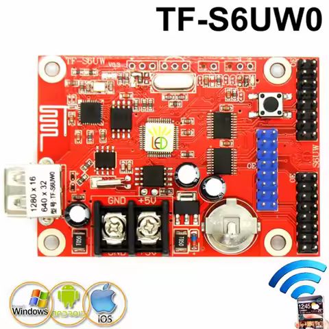 TF-S6UW0 Wifi LED Control Card Wireless Lintel Sign Screen Controller 640x32 Pixels For P10 P4.75 P7