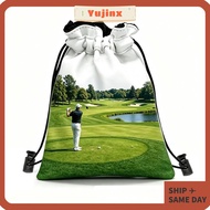 YUJINX Drawstring Golf Tee Bag, Waist Pouch Portable Golf Valuables Pouch, Lightweight with Hook PU 