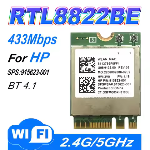 RTL8822BE RTL8822 WiFi + Bluetooth4.1 NGFF Wireless WLAN Card 2.4G / 5GHz For 915623-001 WIFI CARD
