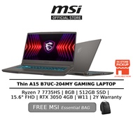 MSI Thin A15 B7UC-204MY (Ryzen 7 7735HS/8GB/512GB SSD/15.6" FHD/RTX 3050, GDDR6 4GB/W11/2Y) Gaming L