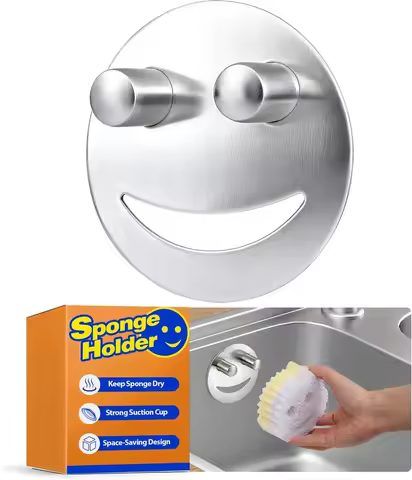 Stainless Steel Sponge Holder Compatible with Scrub Daddy Mommy Sponge, Bathroom Kitchen Sink Caddy 