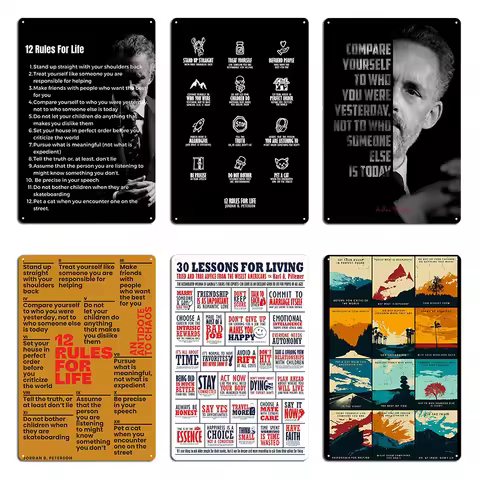 12 Rules For Life Visual Book Jordan B Peterson Metal Sign Classic Retro Living Room Jordan B Peters