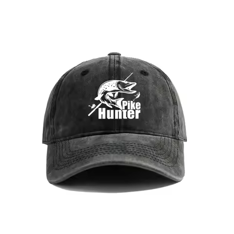 Pike Hunter Baseball Cap Distressed Hats Cap Fisherman Fishing Men Retro Outdoor Summer Adjustable H