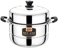 DPWH Steamer, Double Super Thick Steamer, Two Layers Of Stainless Steel, 304 Household 26/28 / 30cm Soup Pot, Double Layer (Color : Silver, Size : 2 layers 28cm)