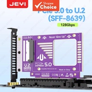 JEYI PCIe 5.0 to U.2(SFF-8639) Adapter, 128Gbps GEN5 U.2 SSD to PCIE X4 X8 X16 Expansion Card Compat
