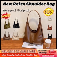 Malaysia Spot New High-Capacity Model Retro Shoulder Bag  Popular Korean Version Underarm Bag Leathe