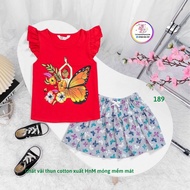 20kg - 45kg - Set váy bộ váy có quần chip cho bé gái size đại mặc nhà thun cotton xuất in công chúa 