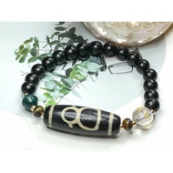 Tibetan Dzi Beads God of Wealth Dzi Beads Tibetan Old Mine God of Wealth Dzi Beads 39x13.9mm