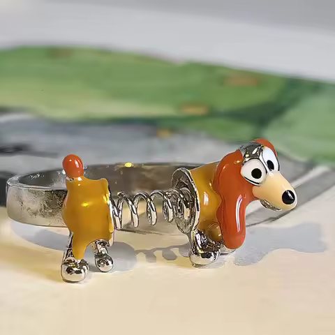Punk Funny Spring Dog Ring Childlike Cartoon Puppy Cute Kpop Girl Index Finger Adjustable Opening Ri