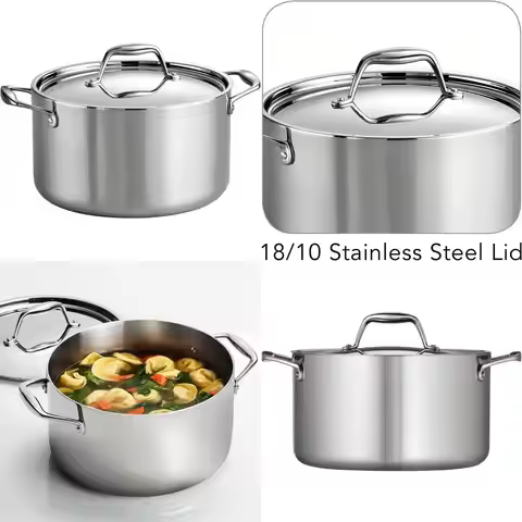 6-Quart Stainless Steel Induction-Ready Sauce Pot with Lid, Dishwasher Safe, NSF Certified, Large Ca