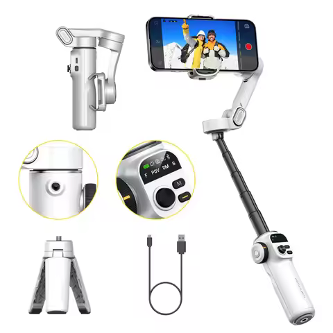 AOCHUAN Smart X2 Handheld Gimbal 3 Axis Stabilizer Built-in 20cm Extension Rod LED Display Phone Hol