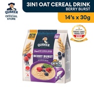 QUAKER 3 in 1 Oat Cereal Drink  - Berry Burst (14's x 30g) / Quaker Minuman Bijirin Oat 3 dalam 1 Be