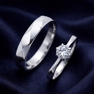 SAN950 Premium Couple Engagement Wedding Ring C22 – 950 Silver Palladium Platinum White Gold