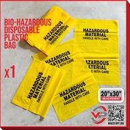 BIO-HAZARDOUS DISPOSABLE PLASTIC YELLOW BAG 1 PC DISPOSABLE WASTE GARBAGE YELLOW PLASTIC BAG 20"X30"