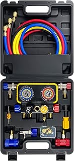 BACOENG AC R1234YF Gauge Set, Automotive 3 Way R1234yf Refrigerant Recharge Kit