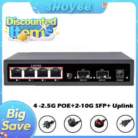 6-Port POE RJ45 Ethernet Switch 2.5Gbe 10G SFP+ Network Switch with for Uplink Unmanaged Plug and Pl