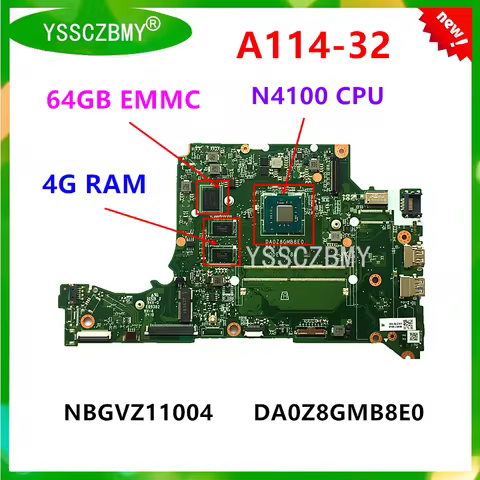 NEW DA0Z8GMB8E0 / DA0Z8GMB8F0 Mainboard For Lenovo A114-32 Laptop Motherboard with CPU N4000/N4100 /