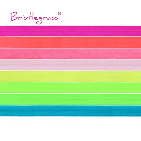 BRISTLEGRASS 2 5 10 Yard 5/8" 15mm Neon Shiny Fold Over Elastics FOE Spandex Satin Band Tape Hair Ti