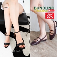 LIVE EXCLUSIVE BUNDLING - ZODE Elli Heels 7cm & Georgette Flatshoes - Women's Anti-Slip High Heels