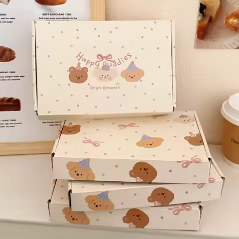 5Pcs/set Milk Yellow Airplane Box Thickened Cute Cartoon Packaging Box Corrugated Reusable Gift Pack