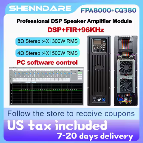 ShennDare FPA8000+CQ380 Professional DSP Active Speaker Amplifier Module 4x1300W 8OHM Subwoofer Ampl
