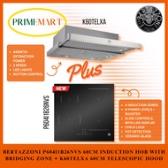 BERTAZZONI P604I1B26NVS 60CM INDUCTION HOB WITH BRIDGING ZONE + K60TELXA 60CM TELESCOPIC HOOD + 2 YE